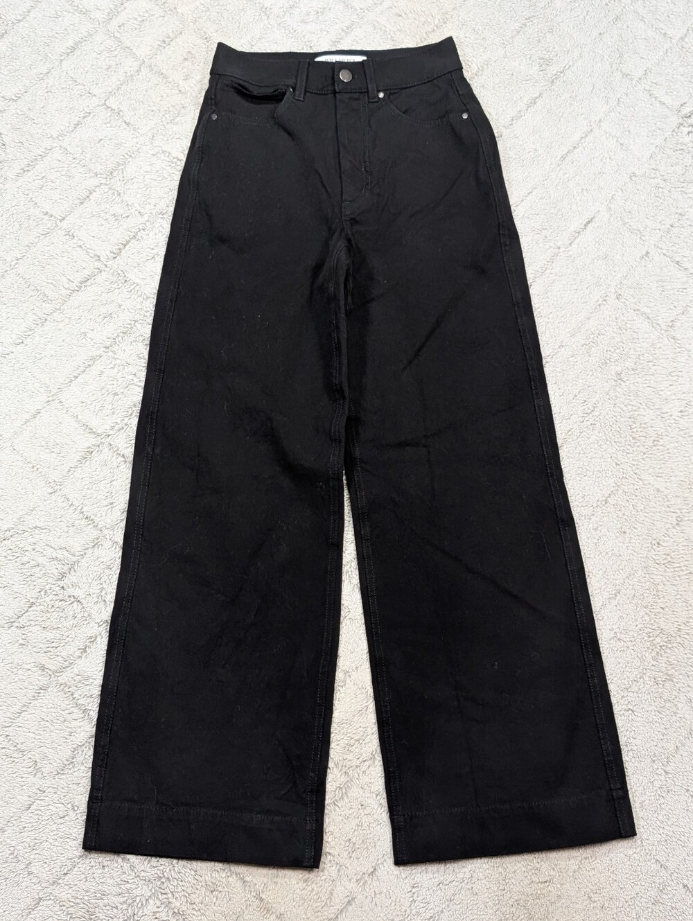 MM Lafleur Jeans Womens 00 Black Milo All Day Better Than Denim Hi Rise Wide Leg